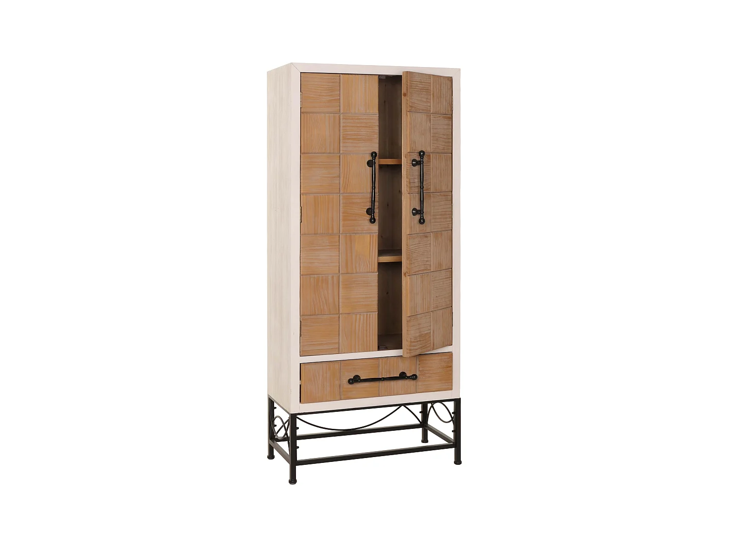 Armoire haute bibliothèque meuble effet bois marron 72 x 41 x 167 cm 04_0005759