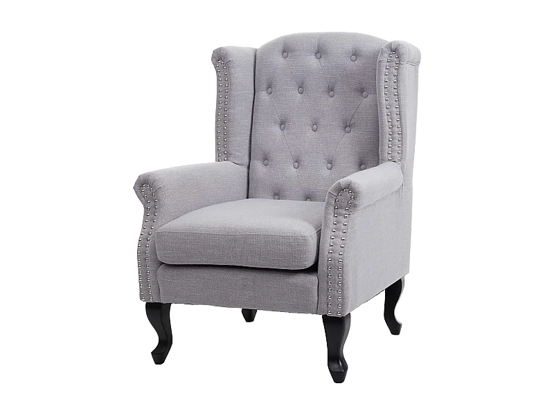 Fauteuil chesterfield fauteuil relaxation tissu grise 75 x 80 x 102 cm 04_0003085