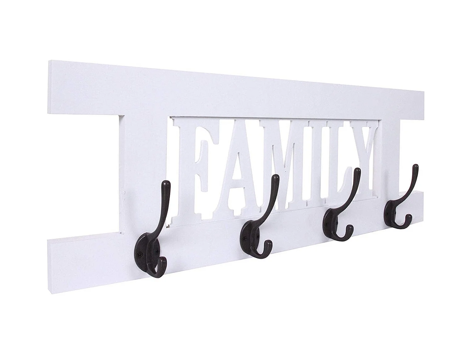 Porte-manteau mural patère en bois blanche 60 x 1.5 x 20.5 cm MED04064