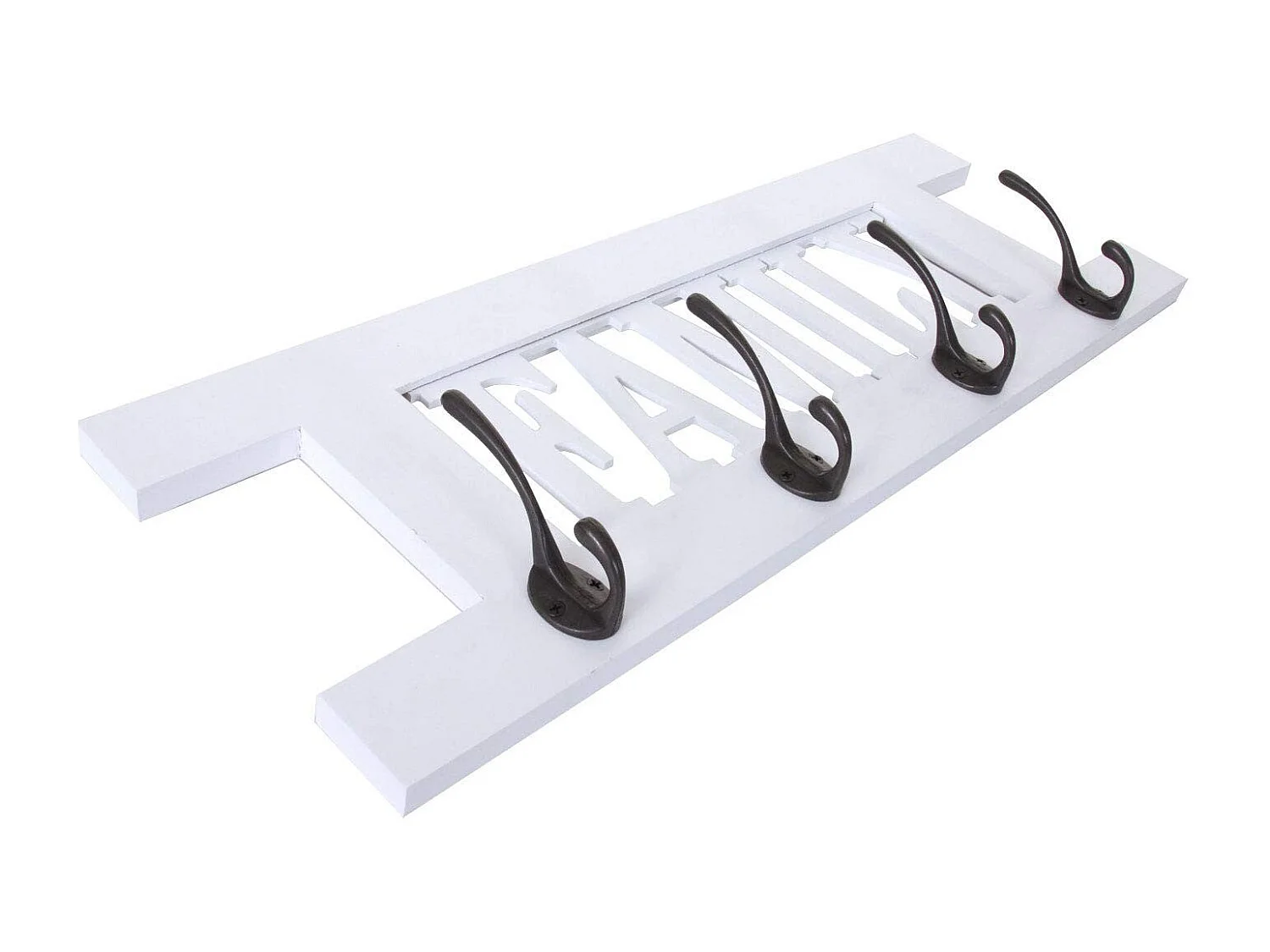 Porte-manteau mural patère en bois blanche 60 x 1.5 x 20.5 cm MED04064