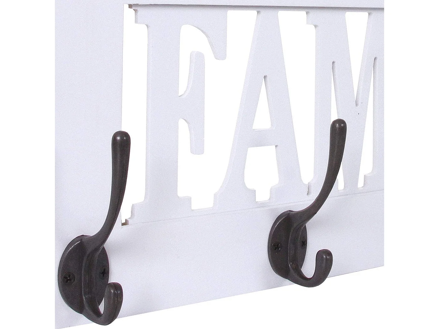 Porte-manteau mural patère en bois blanche 60 x 1.5 x 20.5 cm MED04064