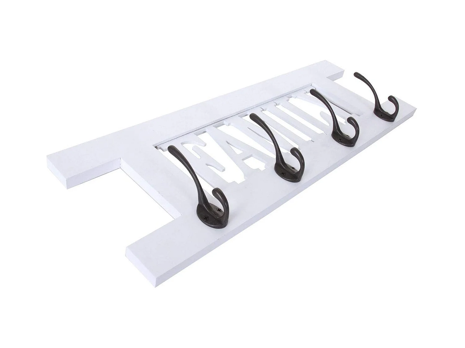 Porte-manteau mural patère en bois blanche 60 x 1.5 x 20.5 cm MED04064