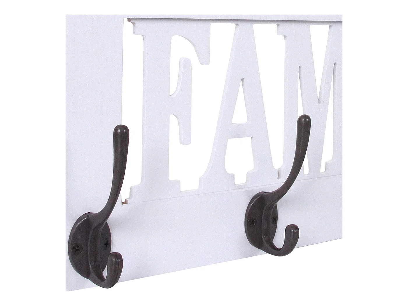 Porte-manteau mural patère en bois blanche 60 x 1.5 x 20.5 cm MED04064