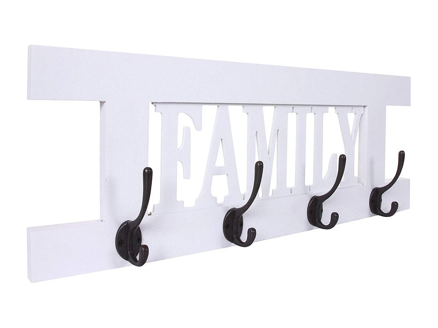 Porte-manteau mural patère en bois blanche 60 x 1.5 x 20.5 cm MED04064