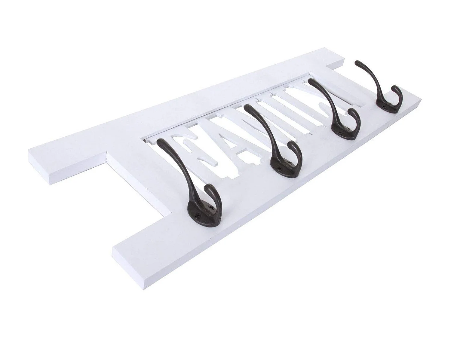 Porte-manteau mural patère en bois blanche 60 x 1.5 x 20.5 cm MED04064