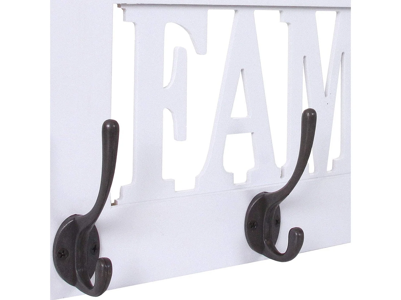 Porte-manteau mural patère en bois blanche 60 x 1.5 x 20.5 cm MED04064