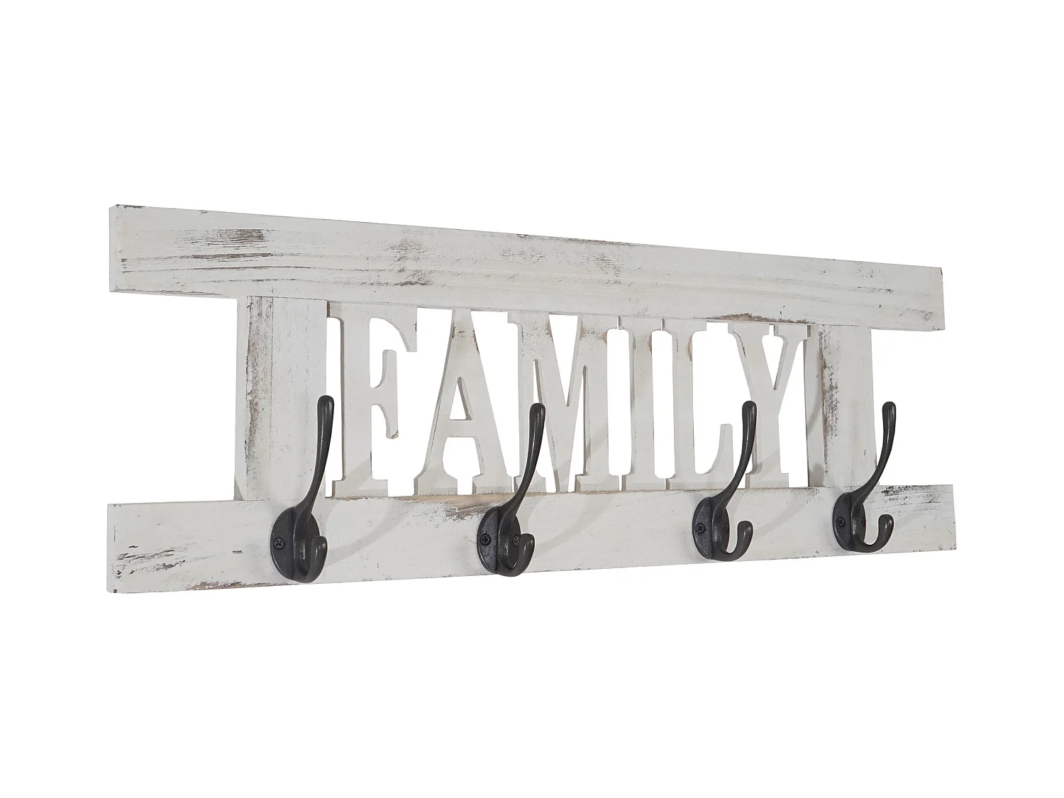 Porte-manteau mural patère en bois blanche 60 x 1.5 x 20.5 cm MED04050