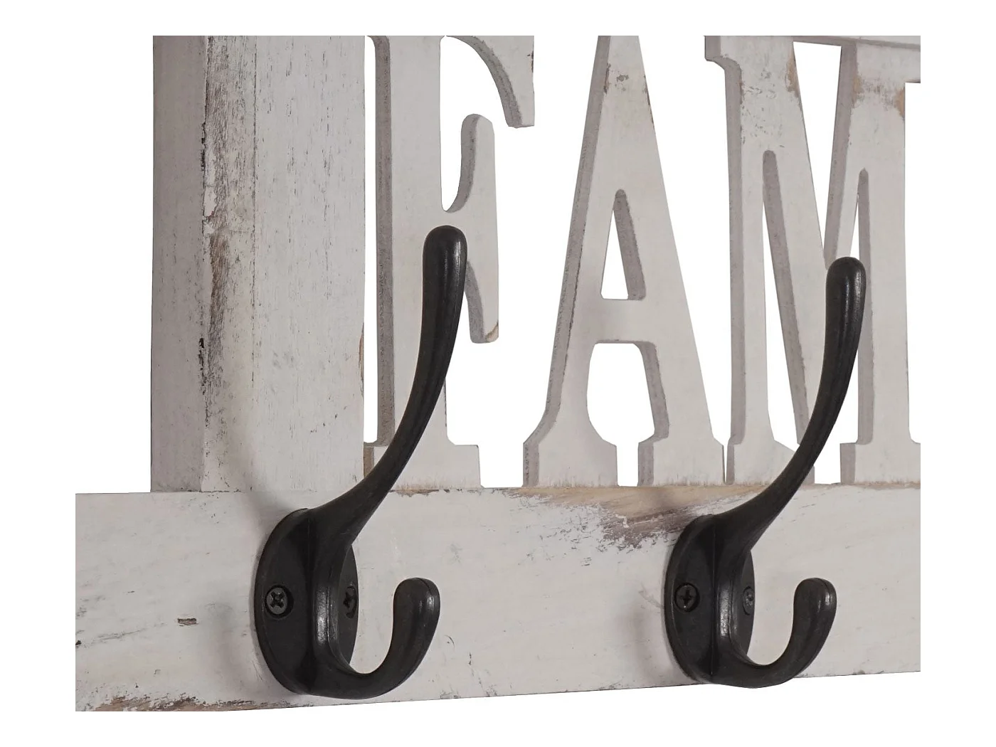 Porte-manteau mural patère en bois blanche 60 x 1.5 x 20.5 cm MED04050