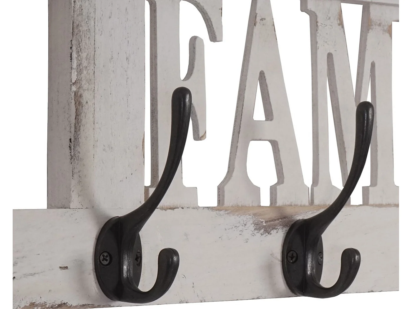 Porte-manteau mural patère en bois blanche 60 x 1.5 x 20.5 cm MED04050