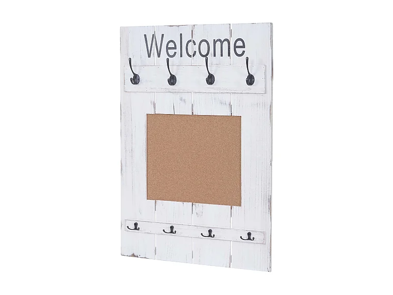 Porte-manteau mural panneau d'affichage bois blanche 60 x 8 x 91 cm 04_0000998