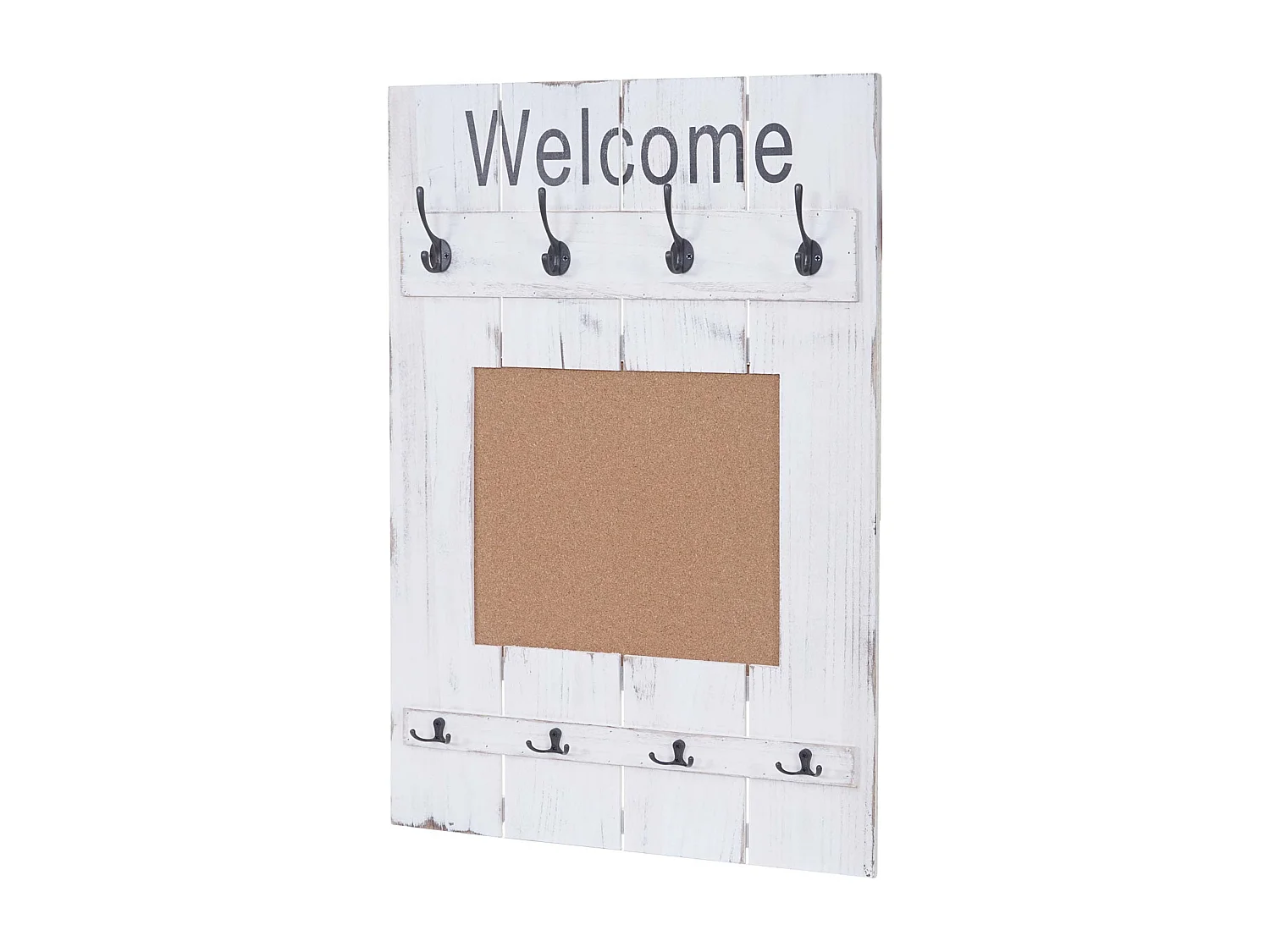 Porte-manteau mural panneau d'affichage bois blanche 60 x 8 x 91 cm 04_0000998