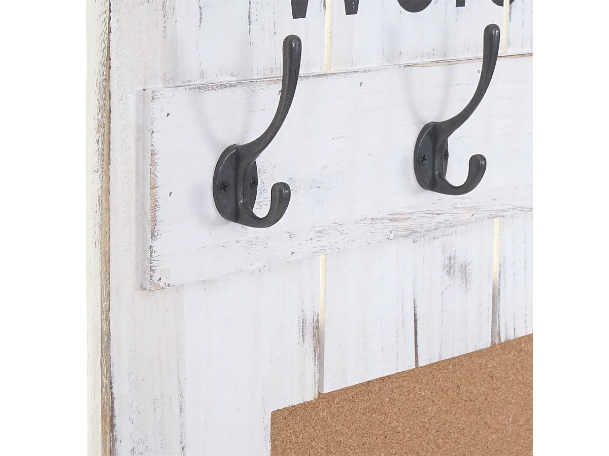 Porte-manteau mural panneau d'affichage bois blanche 60 x 8 x 91 cm 04_0000998