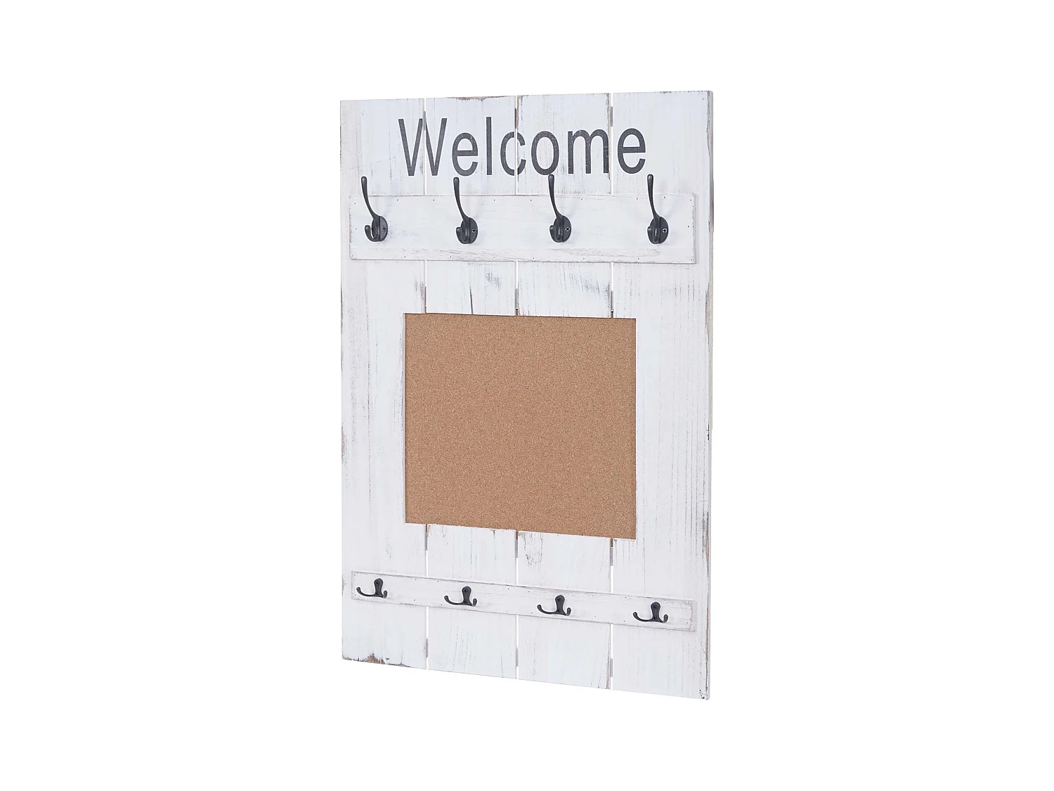 Porte-manteau mural panneau d'affichage bois blanche 60 x 8 x 91 cm 04_0000998