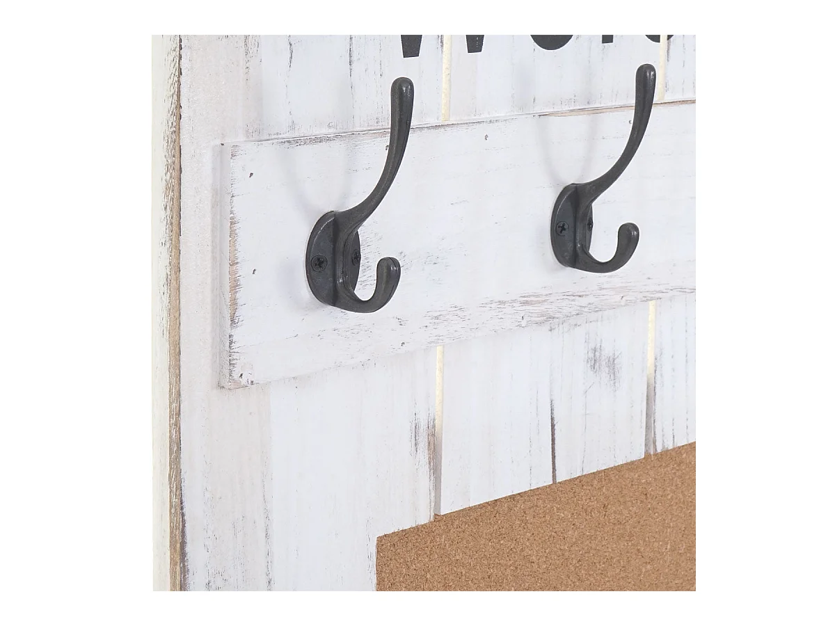 Porte-manteau mural panneau d'affichage bois blanche 60 x 8 x 91 cm 04_0000998