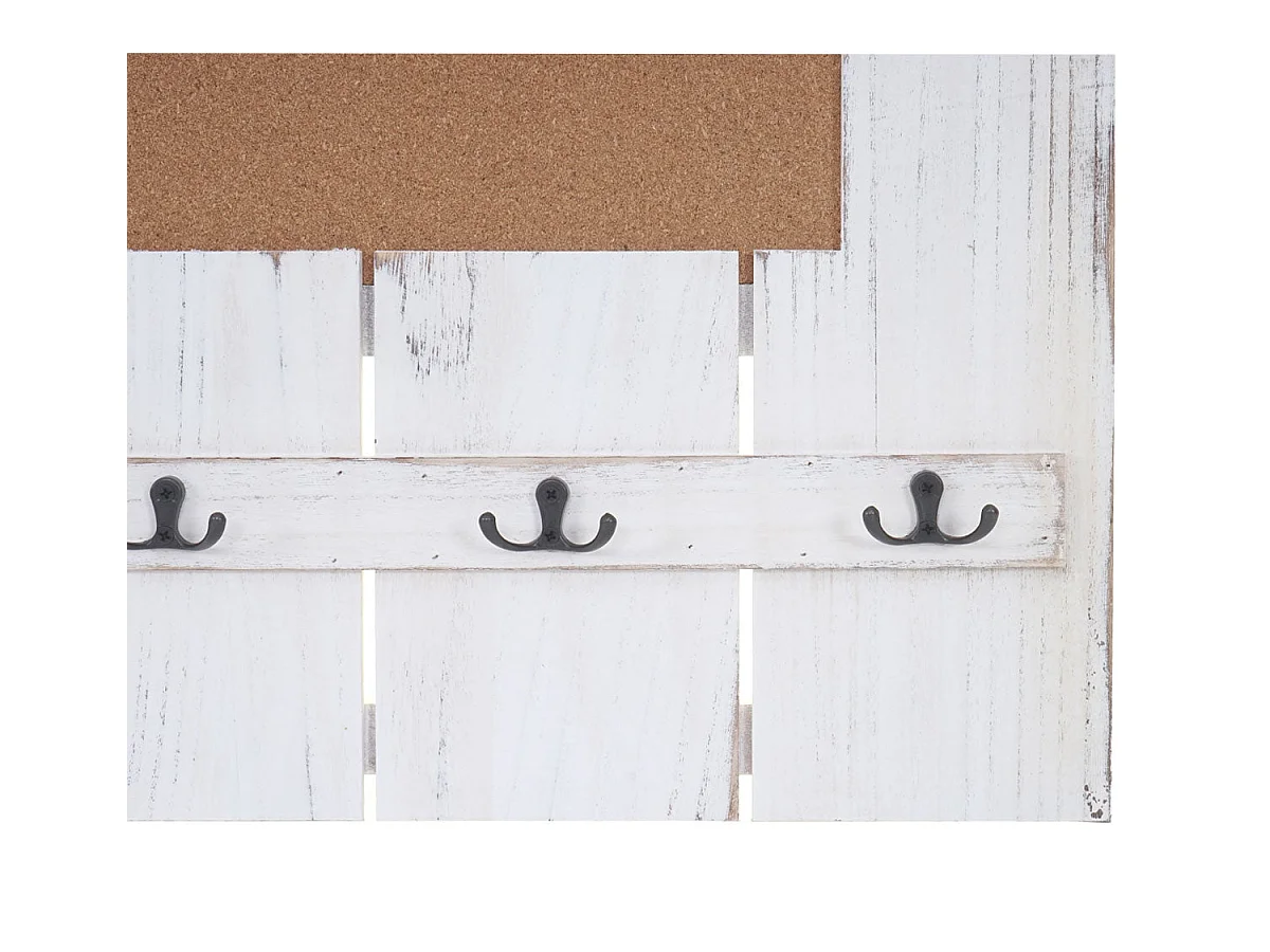 Porte-manteau mural panneau d'affichage bois blanche 60 x 8 x 91 cm 04_0000998