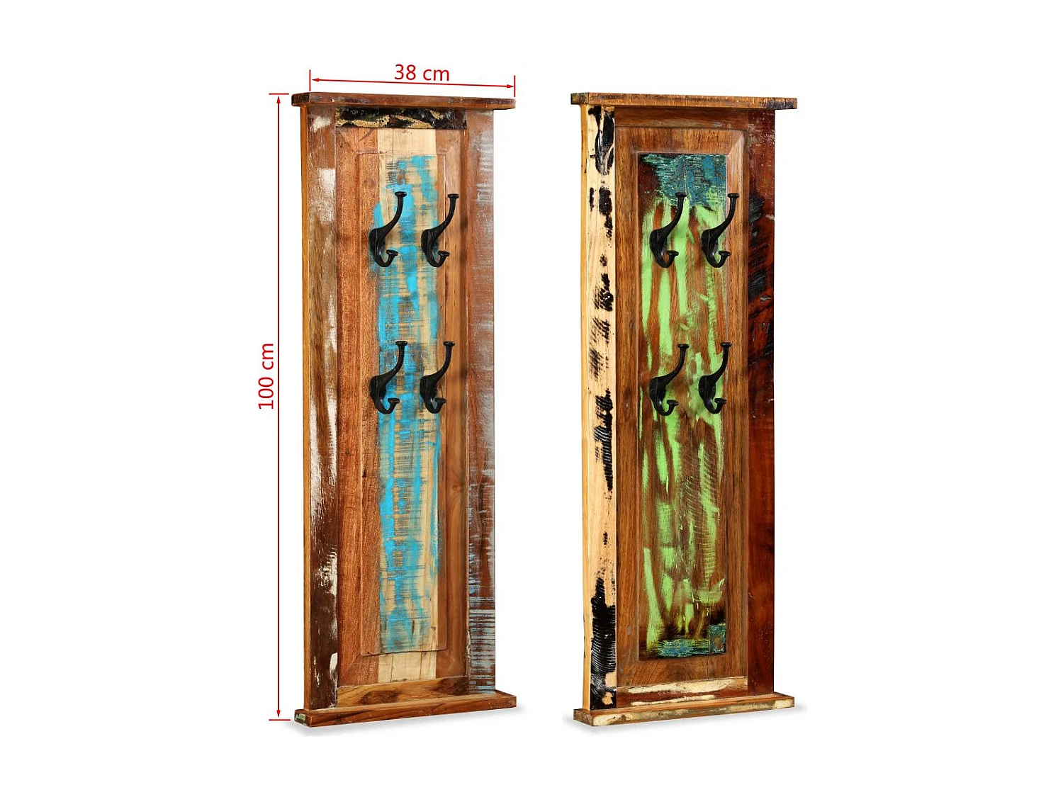 Lot de 2 portes-manteaux bois marron 38 x 38 x 100 cm DEC024192