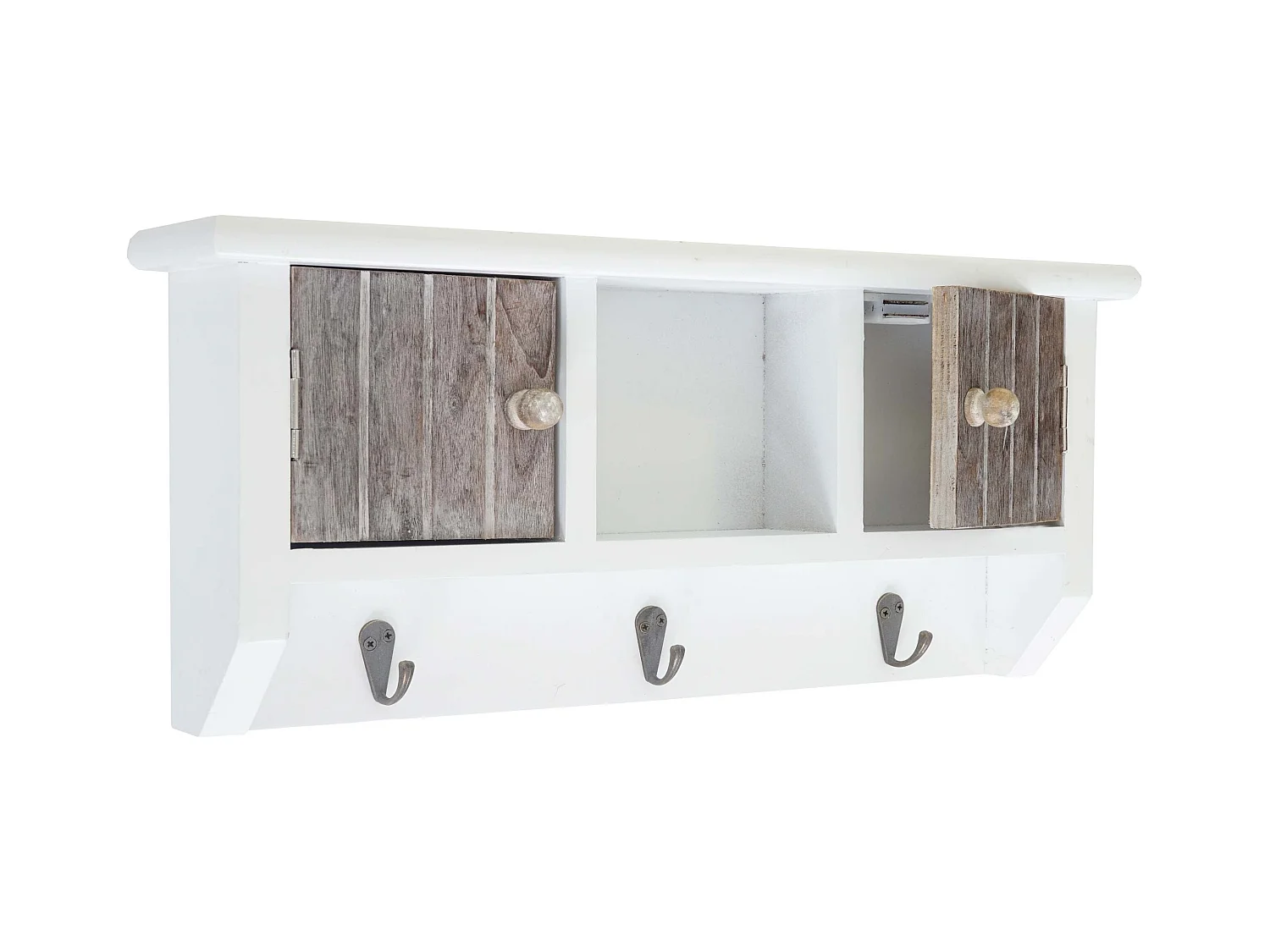 Porte-clés mural avec 3 bois blanche 40 x 8 x 19 cm 04_0003591