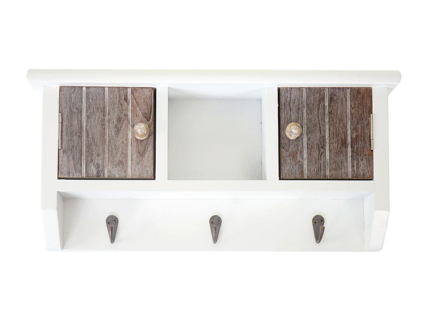 Porte-clés mural avec 3 bois blanche 40 x 8 x 19 cm 04_0003591