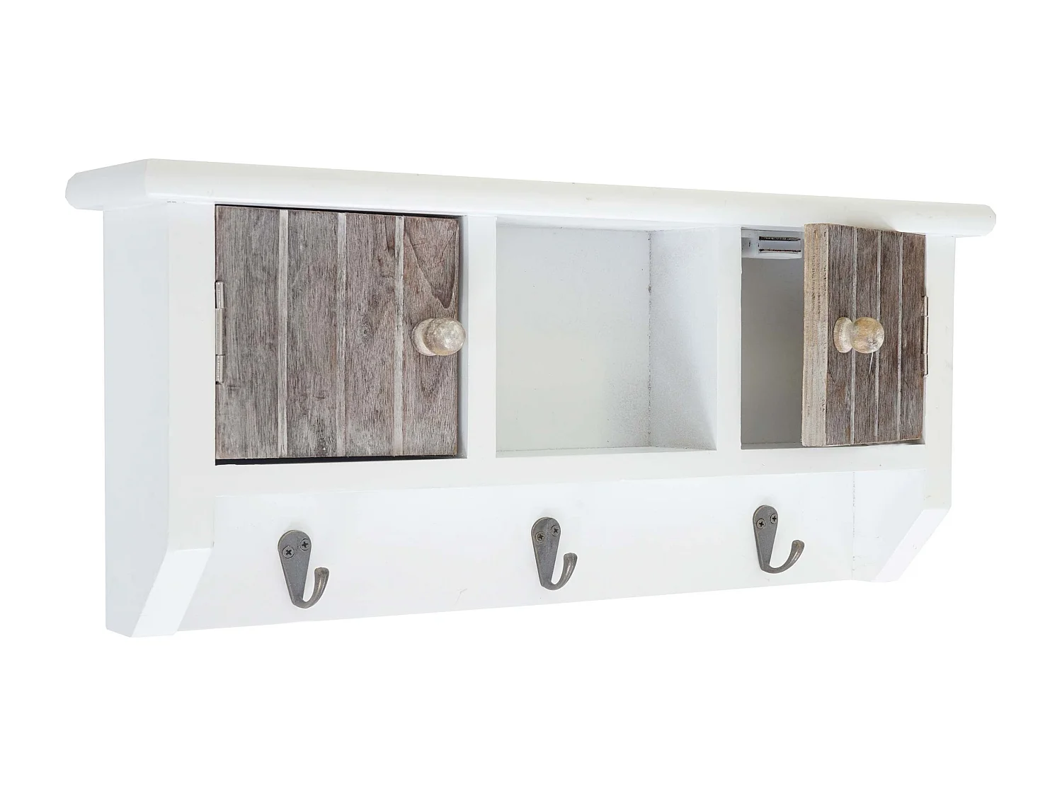 Porte-clés mural avec 3 bois blanche 40 x 8 x 19 cm 04_0003591