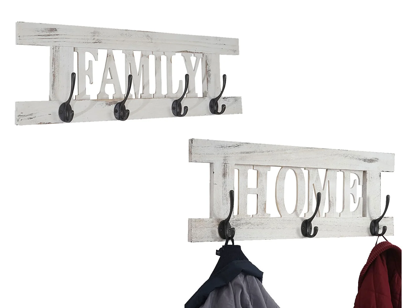 Porte-manteau mural x2 Home+Family blanche 60 x 1.8 x 21 cm 04_0003058