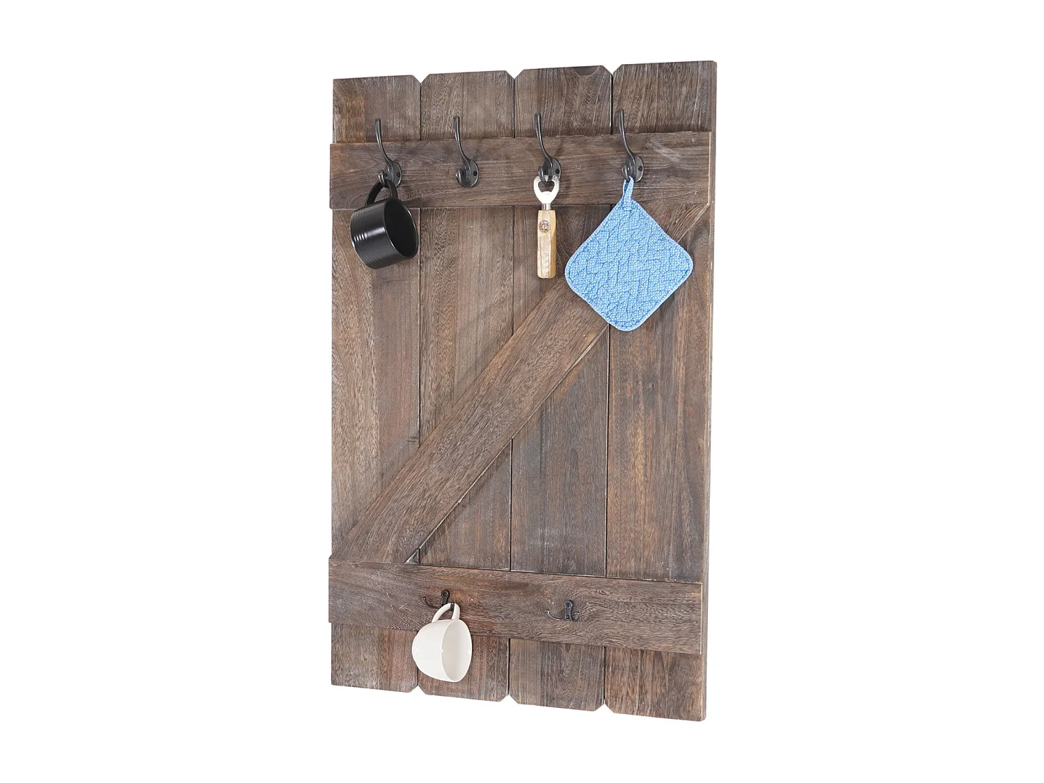 Porte-manteau mural panneau avec bois marron 60 x 10 x 91 cm 04_0001009