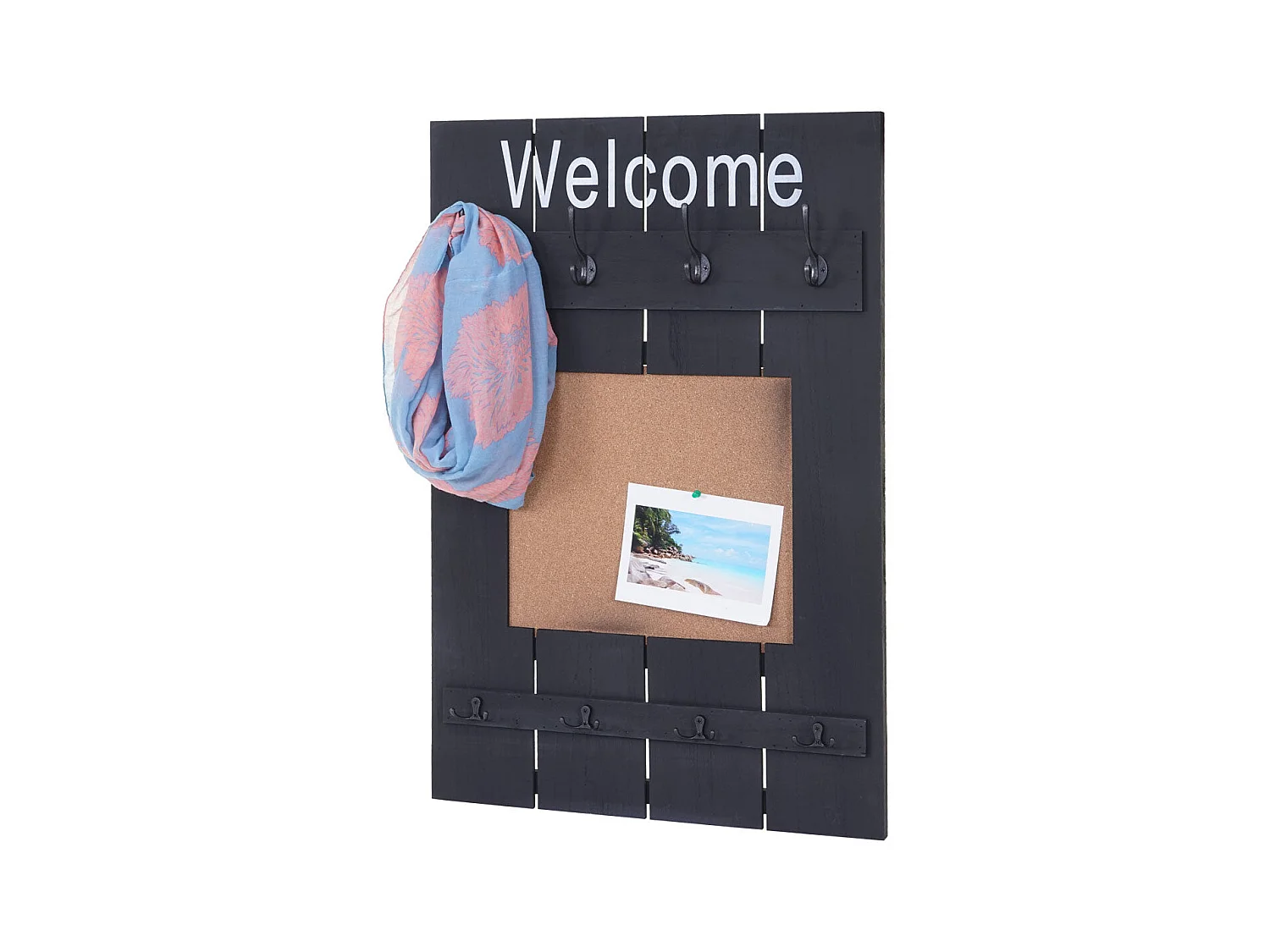 Porte-manteau mural panneau d'affichage bois marron 60 x 8 x 91 cm 04_0001000