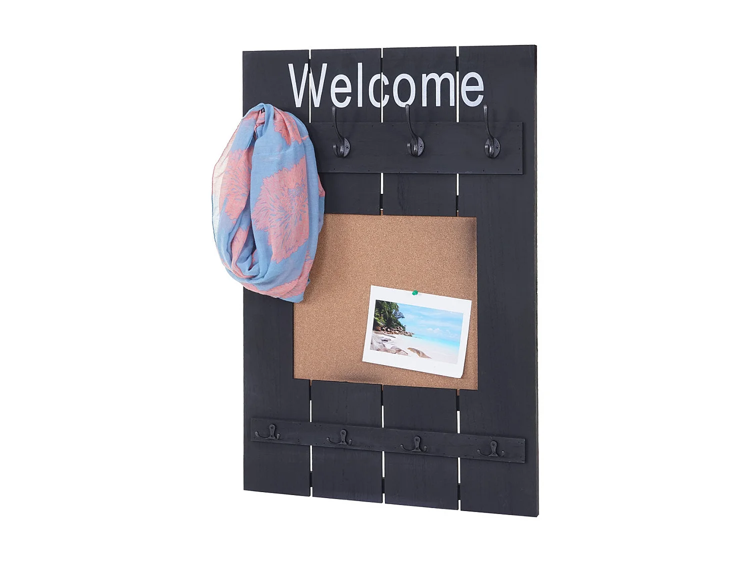 Porte-manteau mural panneau d'affichage bois marron 60 x 8 x 91 cm 04_0001000