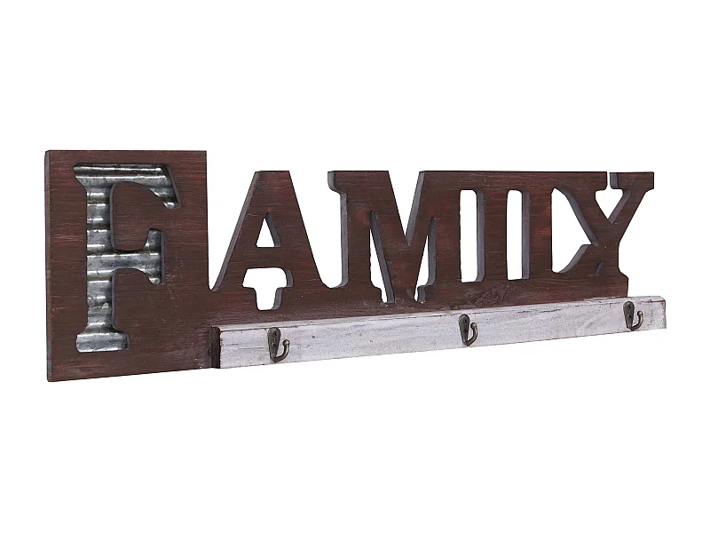 Porte-manteau mural Family avec métal marron 63 x 4 x 18 cm 04_0000977