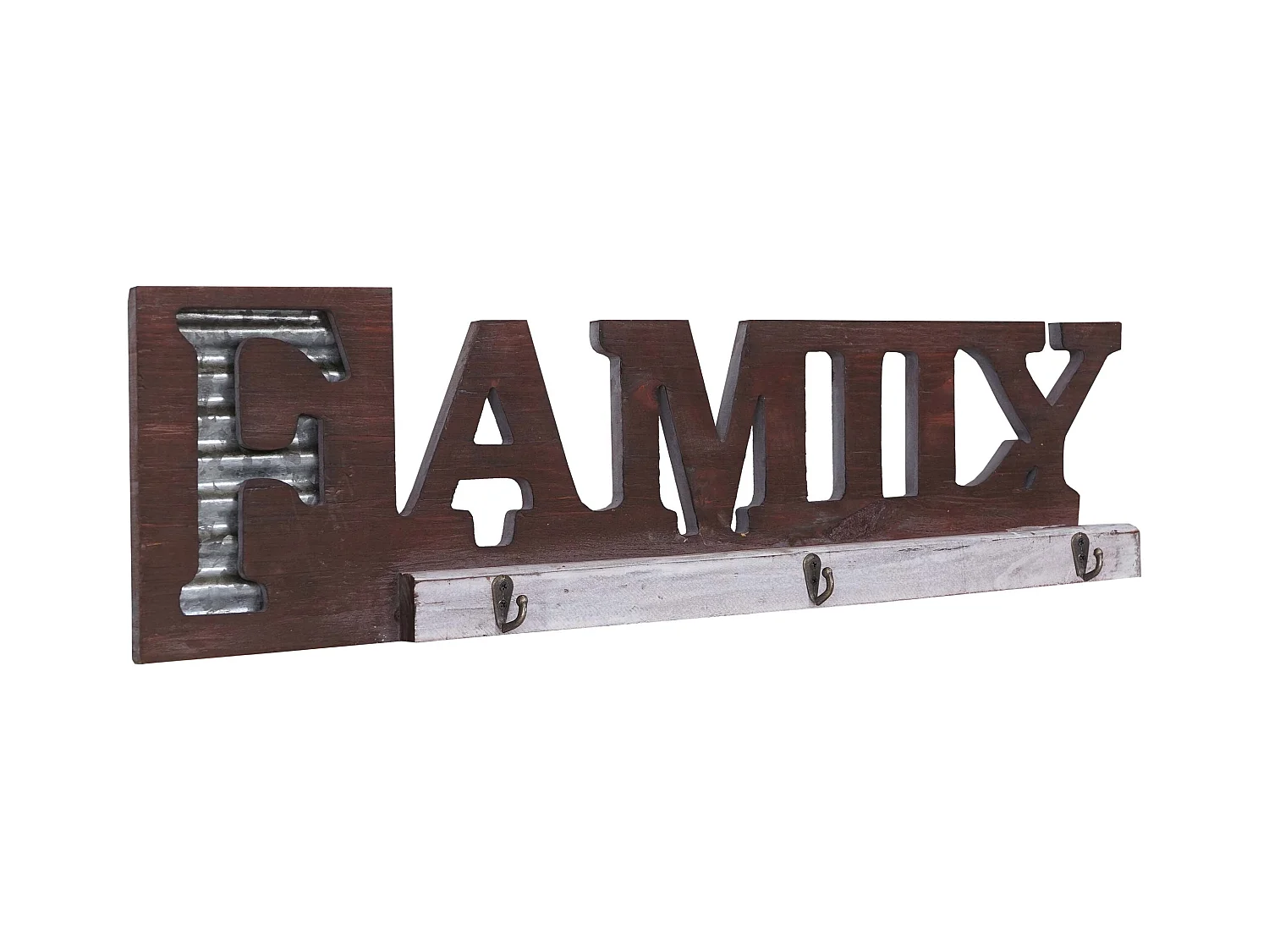 Porte-manteau mural Family avec métal marron 63 x 4 x 18 cm 04_0000977