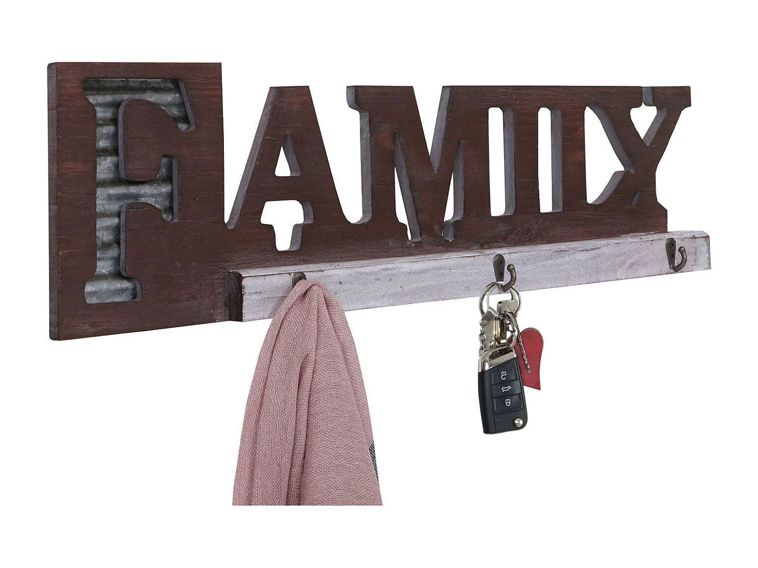 Porte-manteau mural Family avec métal marron 63 x 4 x 18 cm 04_0000977