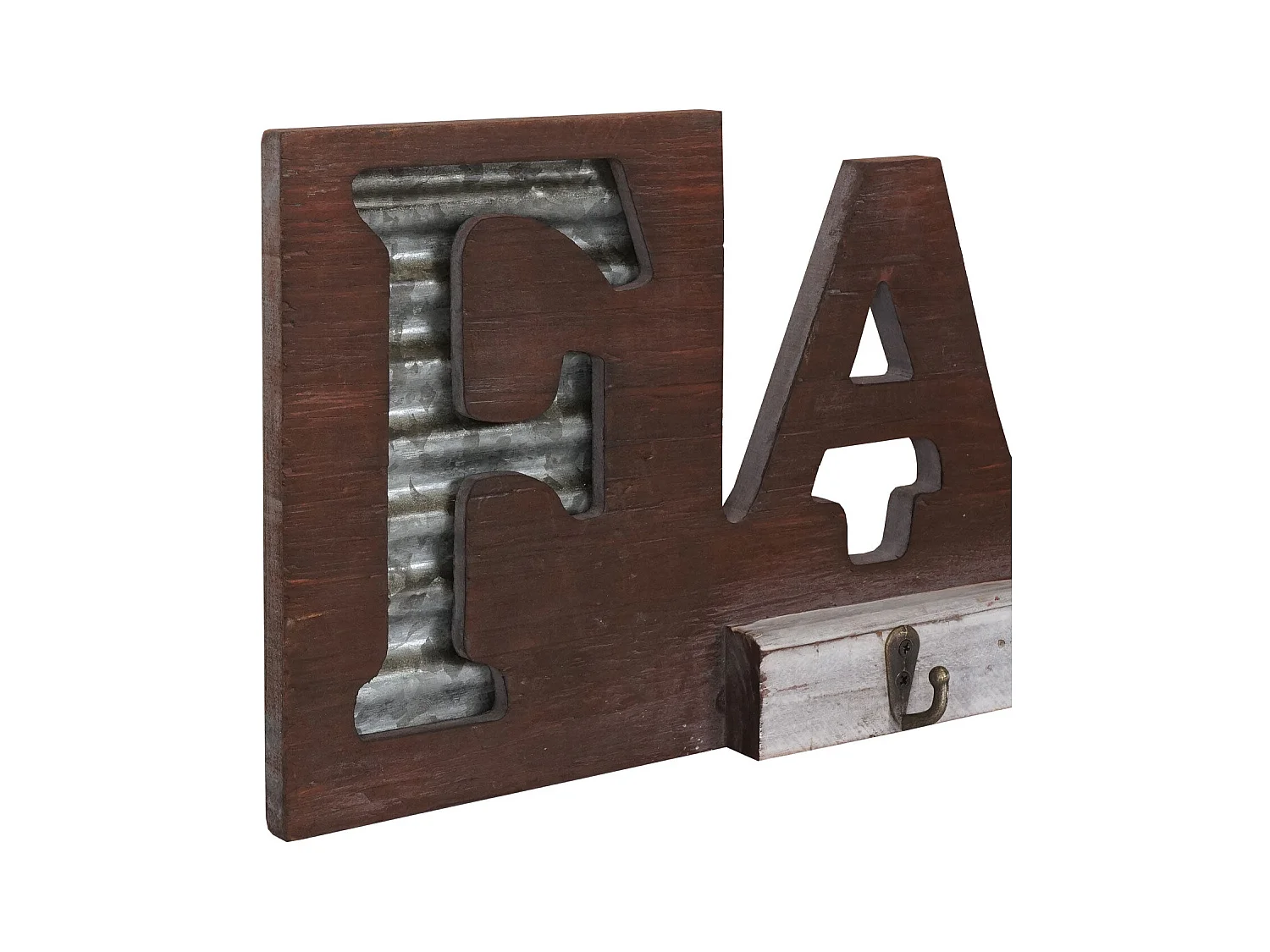 Porte-manteau mural Family avec métal marron 63 x 4 x 18 cm 04_0000977