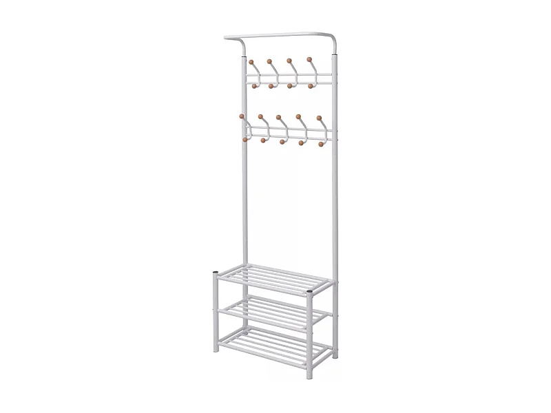 Porte-manteau rangement de chaussures blanche 68 x 32 x 182 cm DEC024190