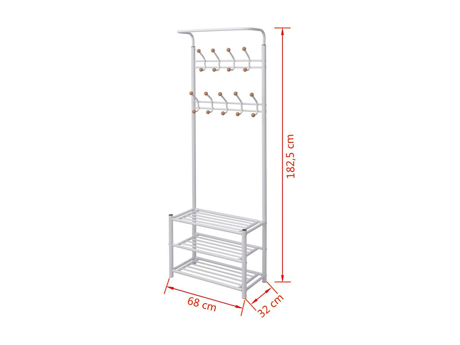 Porte-manteau rangement de chaussures blanche 68 x 32 x 182 cm DEC024190