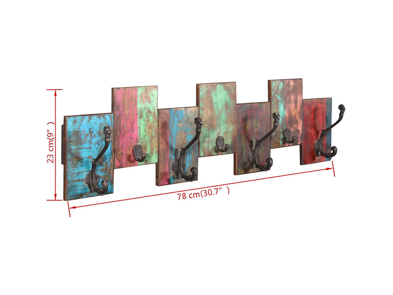 Porte-manteau avec 7 crochets bois marron 78 x 23 x 10 cm DEC024187