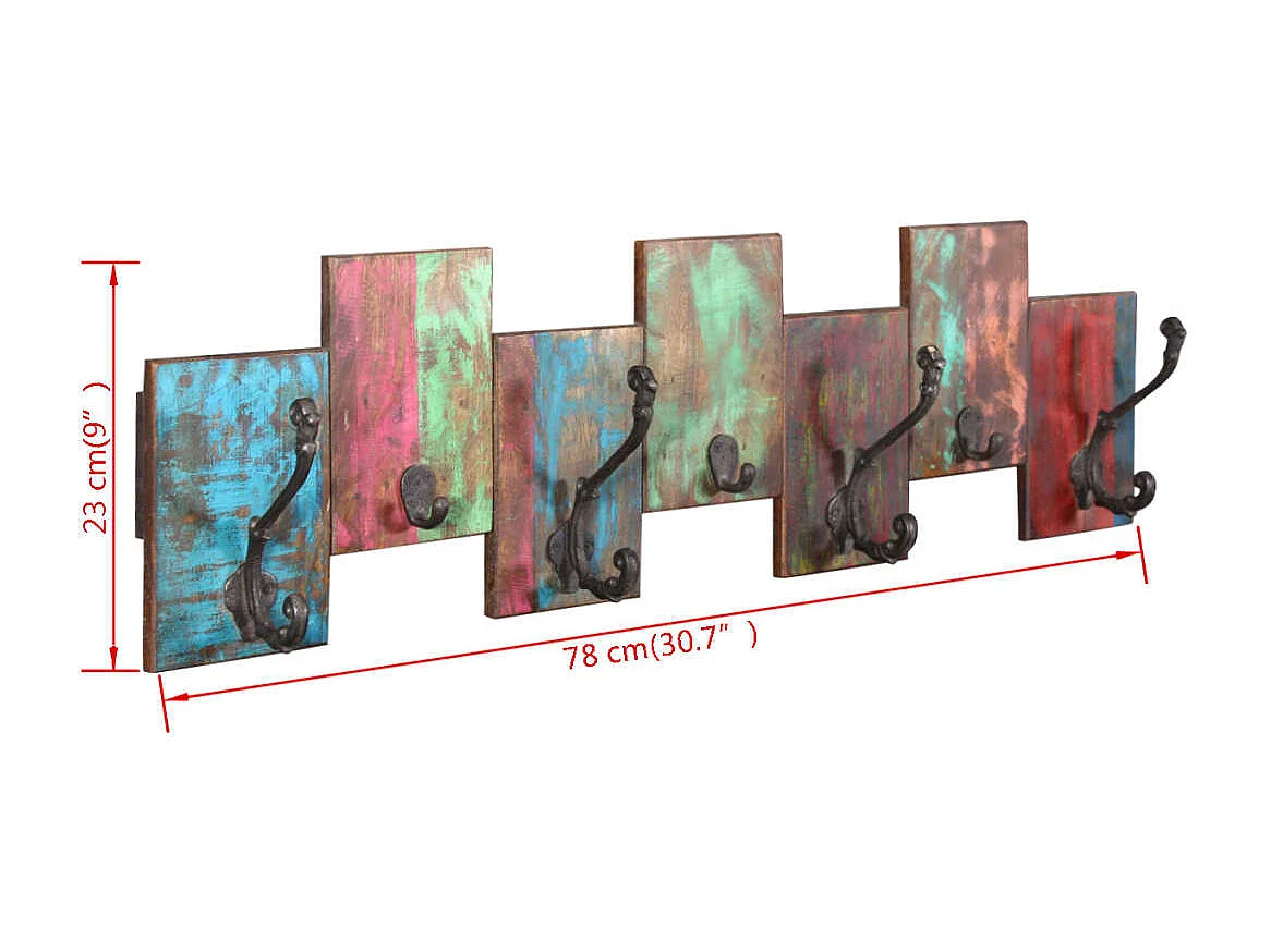 Porte-manteau avec 7 crochets bois marron 78 x 23 x 10 cm DEC024187