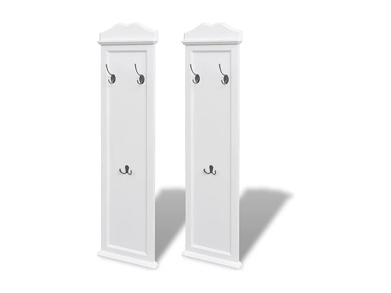 Lot de 2 portemanteaux effet bois blanche 28 x 3 x 109 cm DEC024185