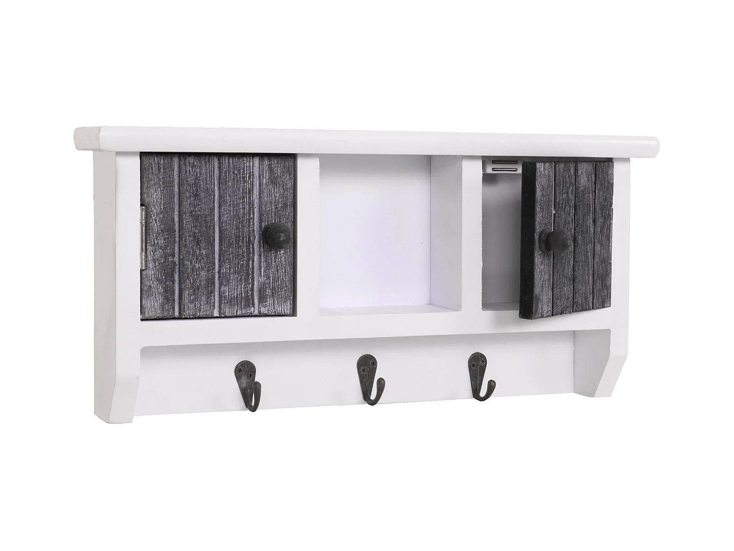 Porte-clés meuble d'entrée mural bois blanche 40 x 8 x 19 cm 04_0003588