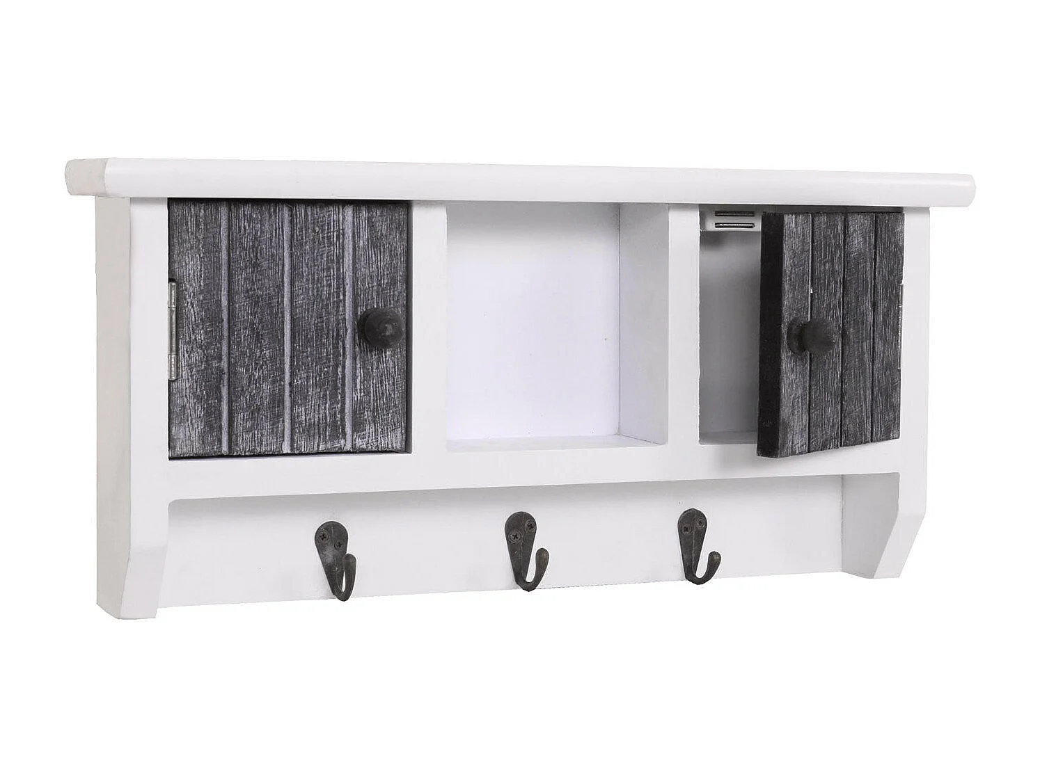 Porte-clés meuble d'entrée mural bois blanche 40 x 8 x 19 cm 04_0003588