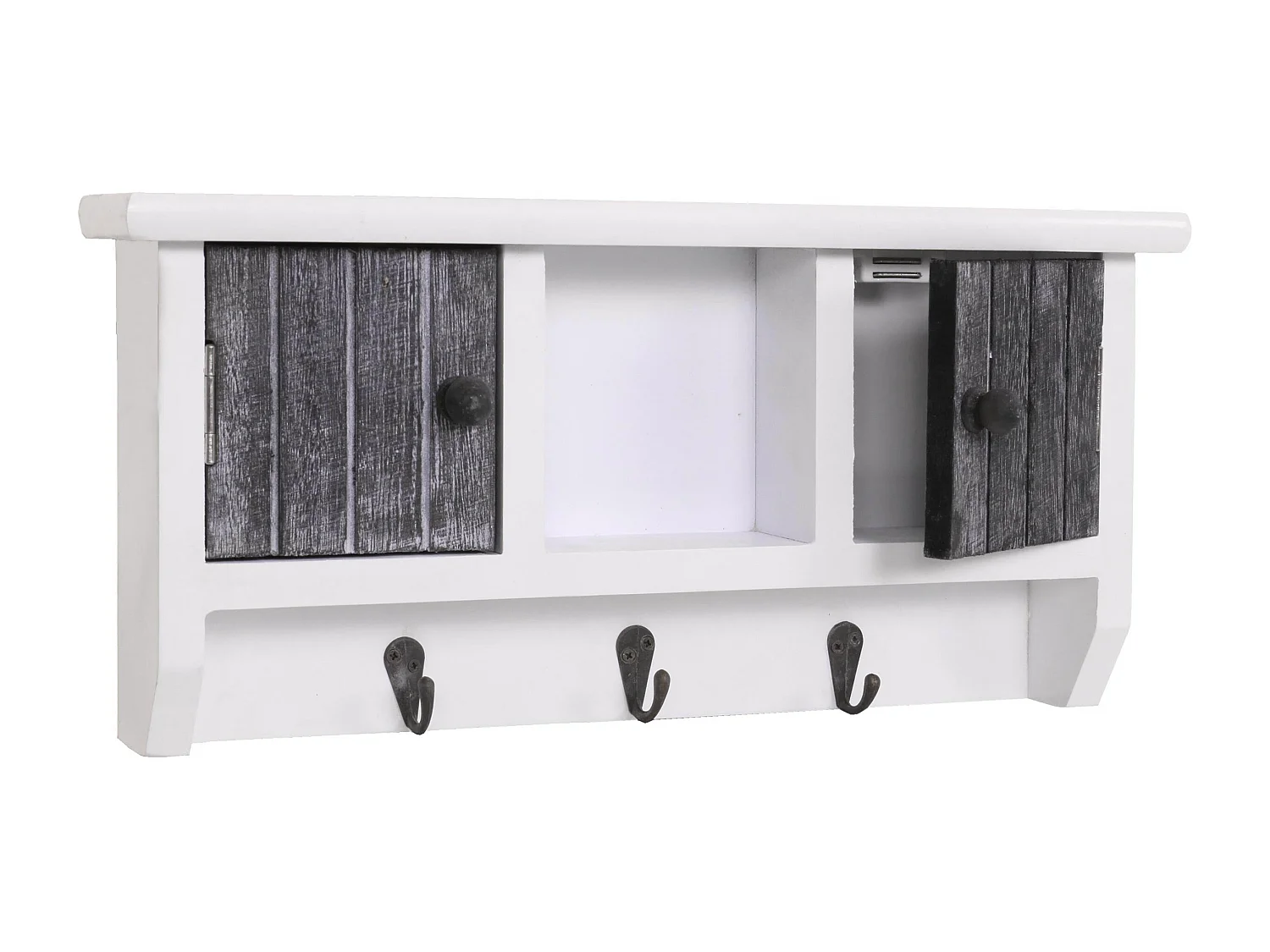 Porte-clés meuble d'entrée mural bois blanche 40 x 8 x 19 cm 04_0003588