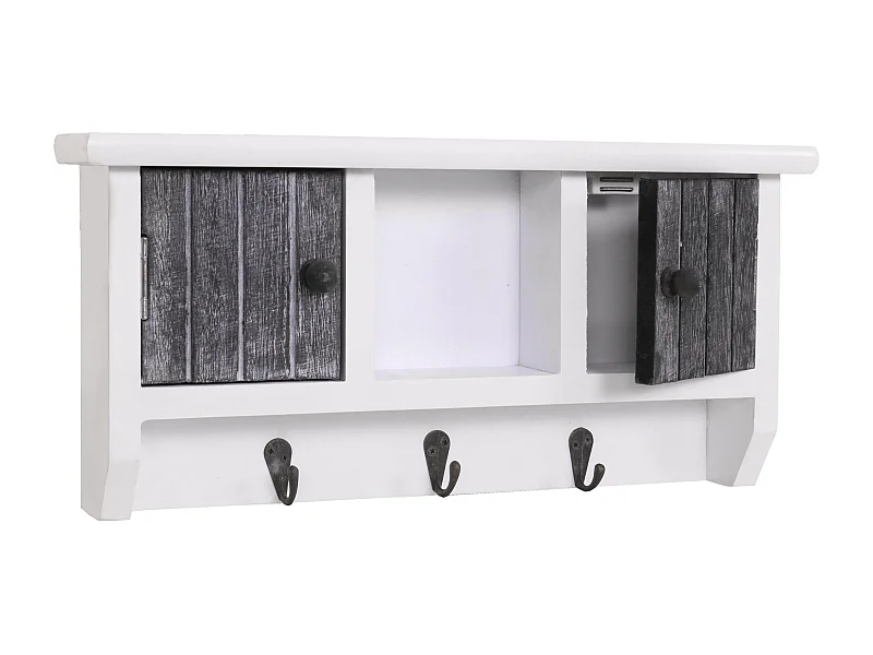 Porte-clés meuble d'entrée mural bois blanche 40 x 8 x 19 cm 04_0003588