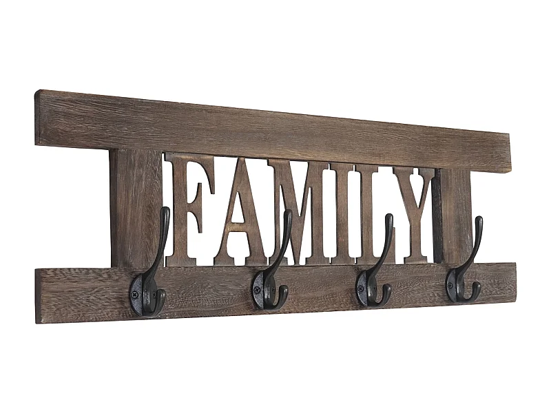 Porte-manteau mural patère en bois marron 60 x 1.5 x 20.5 cm MED04049