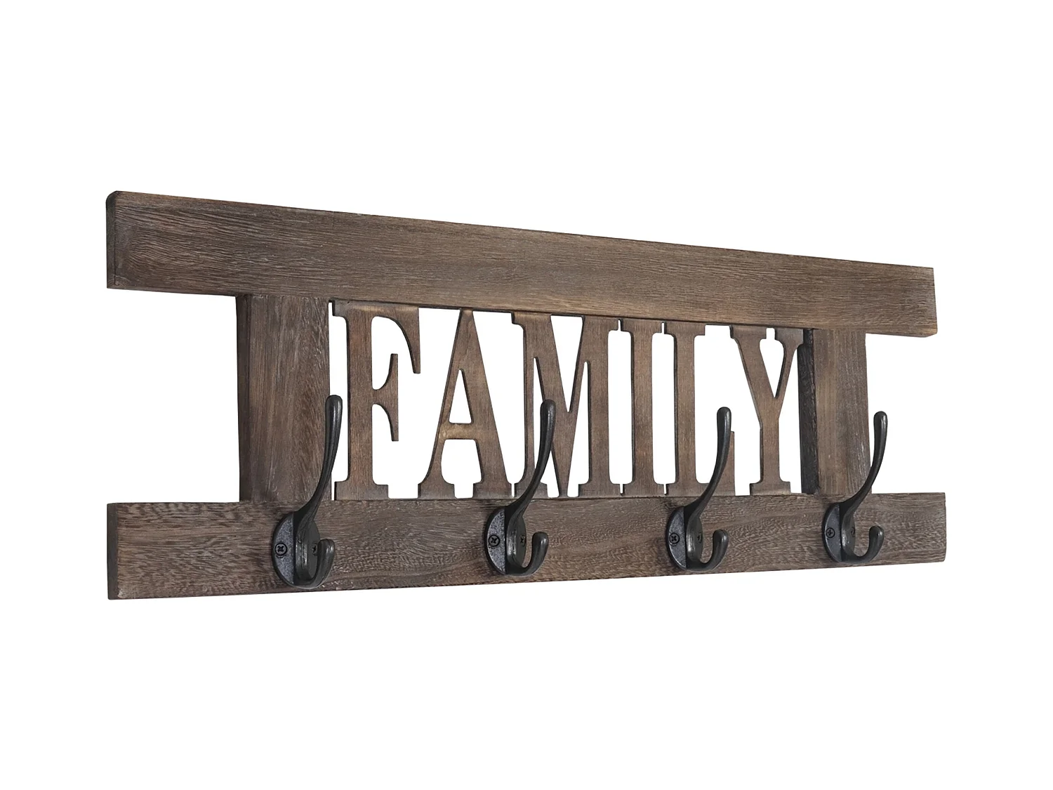 Porte-manteau mural patère en bois marron 60 x 1.5 x 20.5 cm MED04049