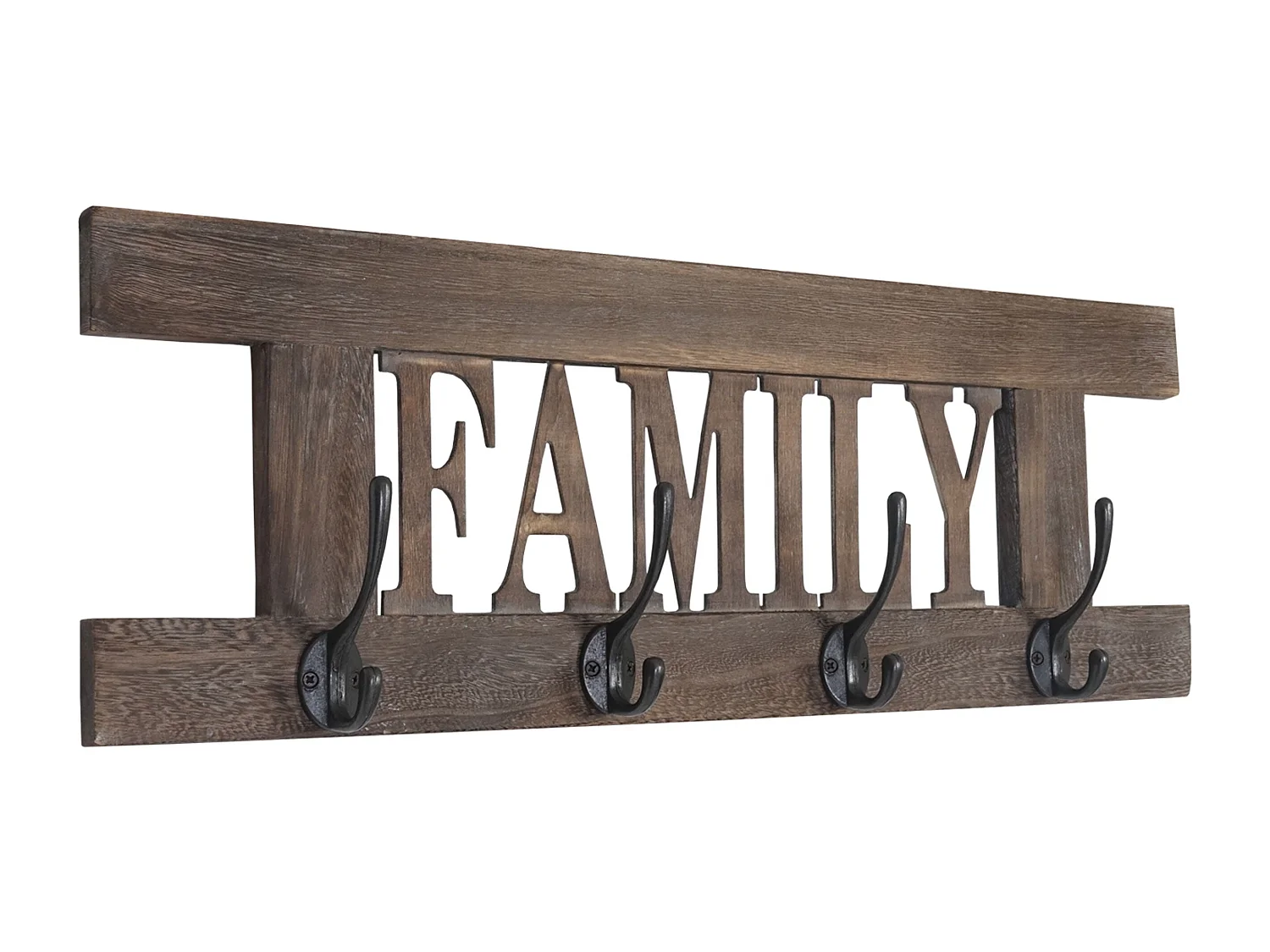 Porte-manteau mural patère en bois marron 60 x 1.5 x 20.5 cm MED04049