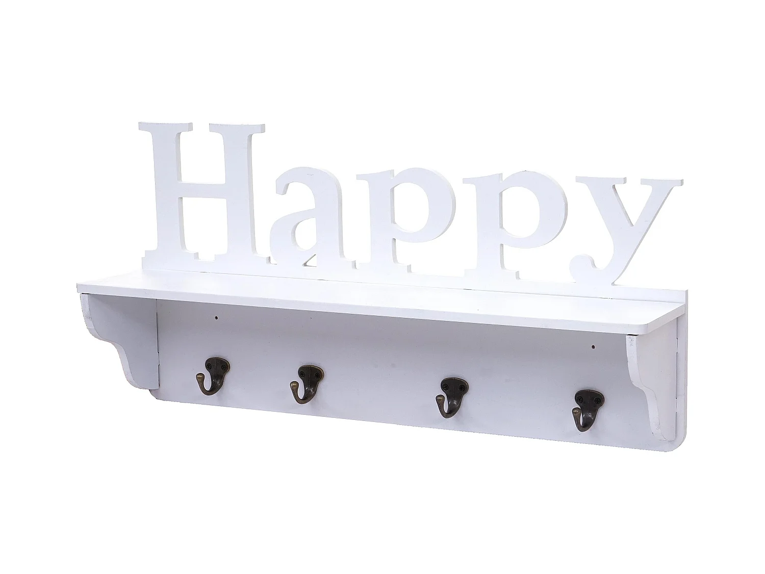 Porte-manteau mural Happy avec bois blanche 60 x 13 x 30 cm 04_0001018