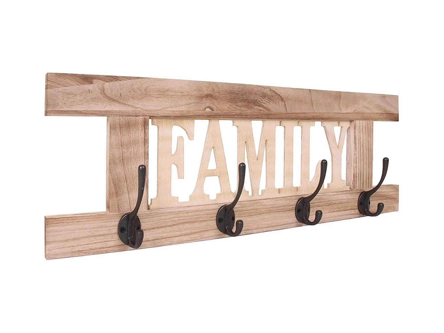 Porte-manteau mural patère en bois marron 60 x 1.5 x 20.5 cm MED04063