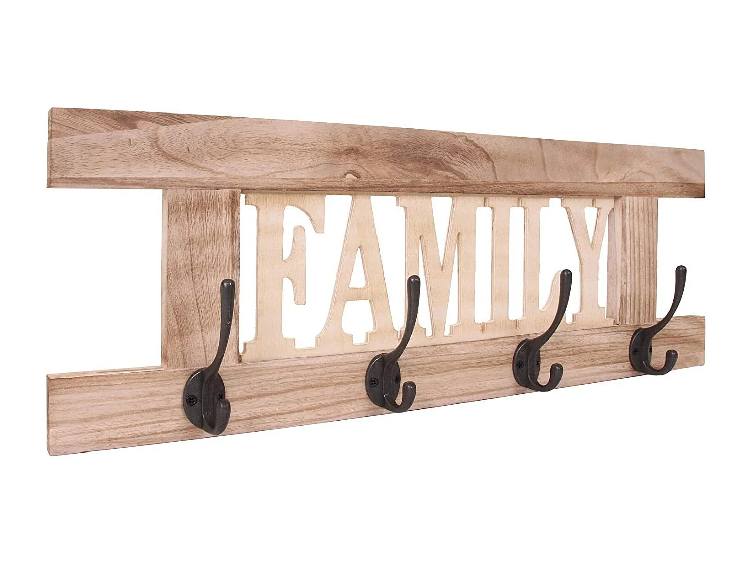 Porte-manteau mural patère en bois marron 60 x 1.5 x 20.5 cm MED04063