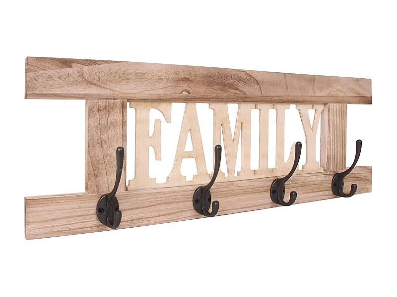 Porte-manteau mural patère en bois marron 60 x 1.5 x 20.5 cm MED04063