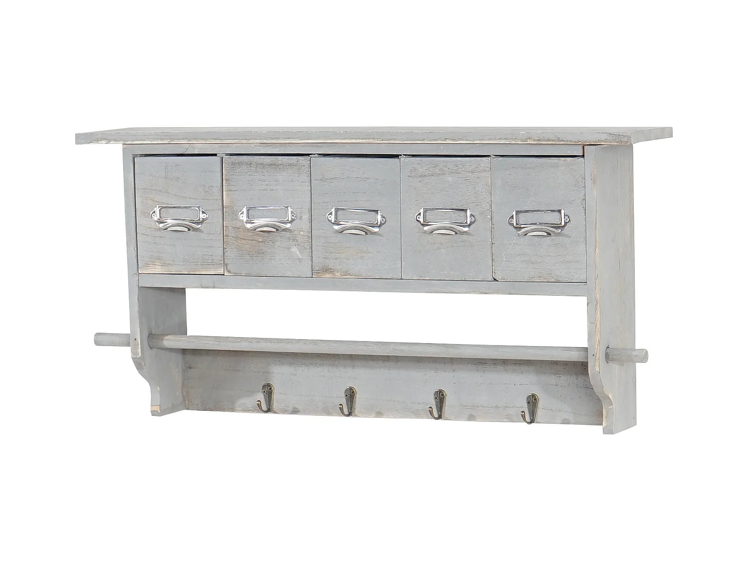 Porte manteau mural étagère grise 65 x 13 x 32 cm 04_0000965