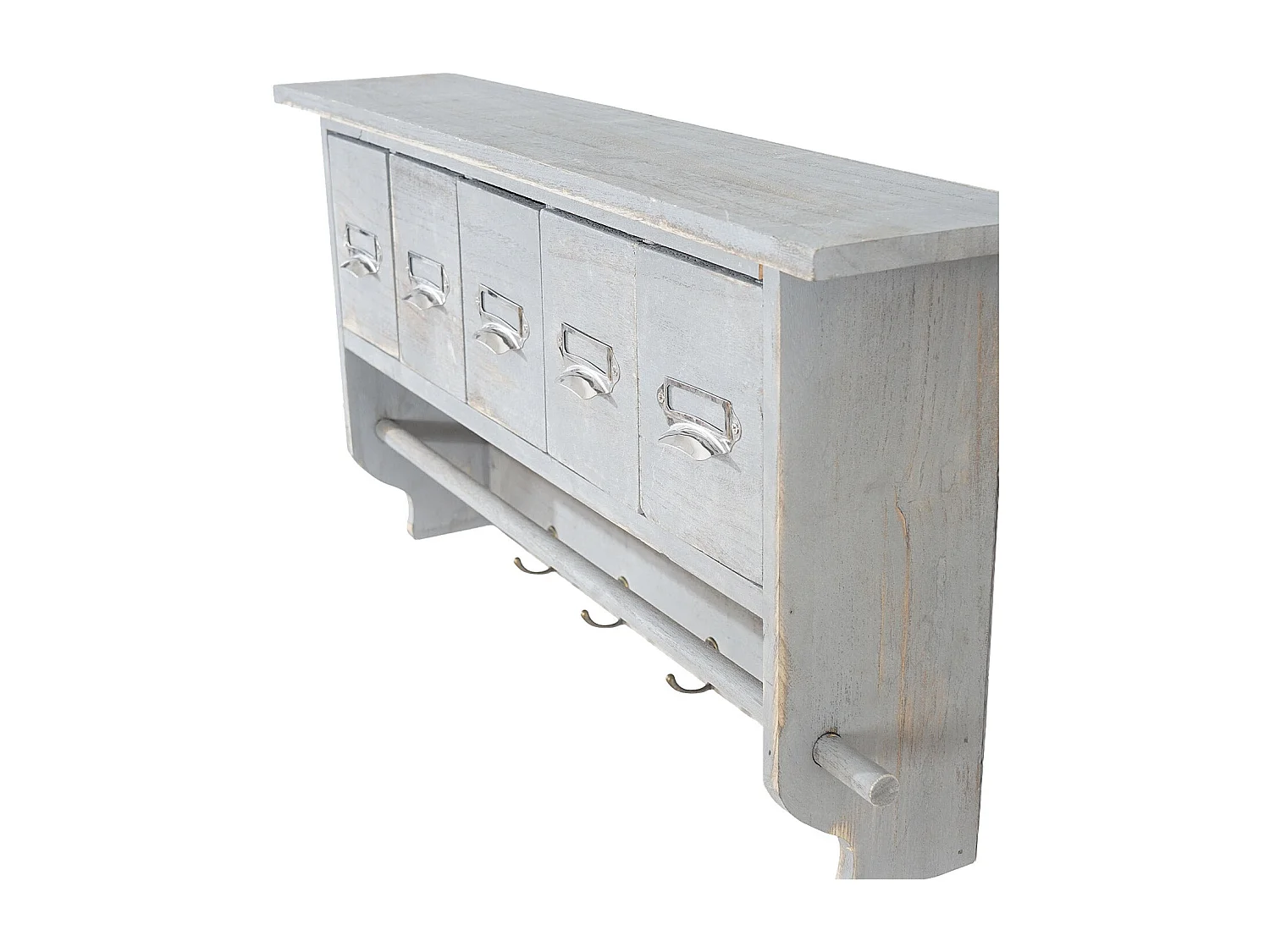 Porte manteau mural étagère grise 65 x 13 x 32 cm 04_0000965