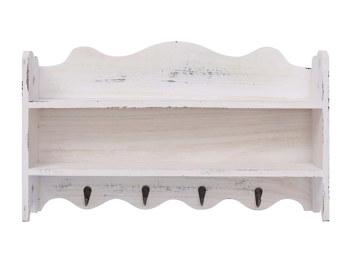 Porte-manteau mural étagère en bois blanche 50 x 10 x 30 cm DEC024214